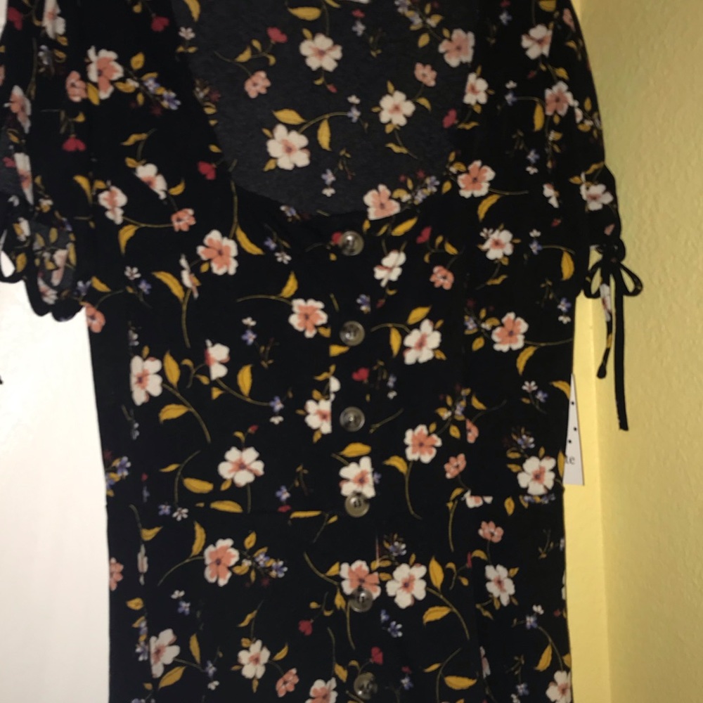 Black floral blouse